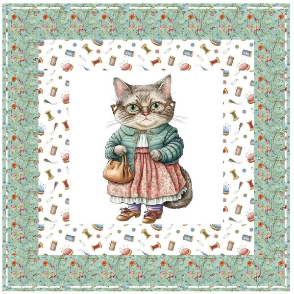Vintage Grandma Cat Wall Hanging 42  x 42  Online Hot Sale