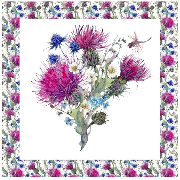 Watercolor Thistles & Wildflowers Pillow Panel on Sale