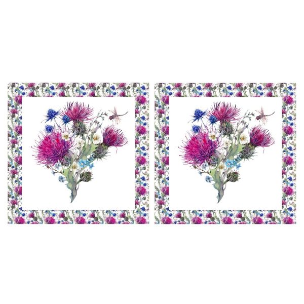 Watercolor Thistles & Wildflowers Pillow Panel on Sale - Image 2