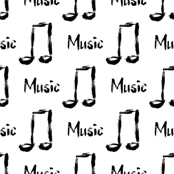 Digitally Printed Rough Music Notes Fabric on Sale