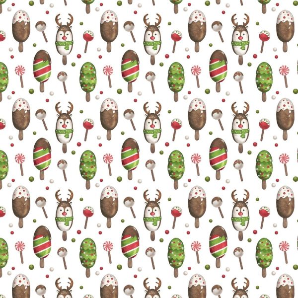 Christmas Popsicles Fabric - White Supply