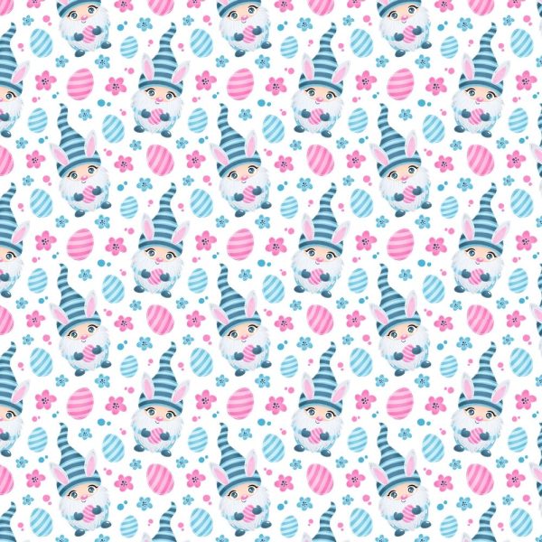 Cartoon Easter Bunny Gnome Fabric - Blue For Sale