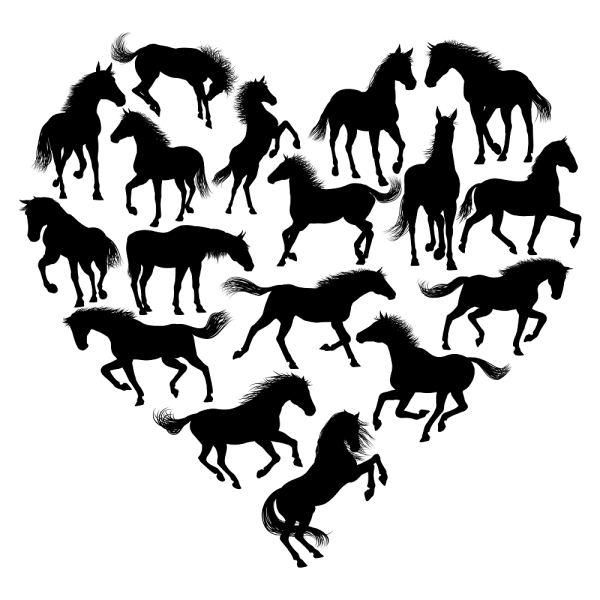 Heart Of Horses Silhouette Fabric Panel Sale