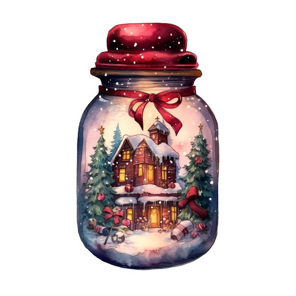 Christmas Eve Scene Jar #23 Fabric Panel Supply