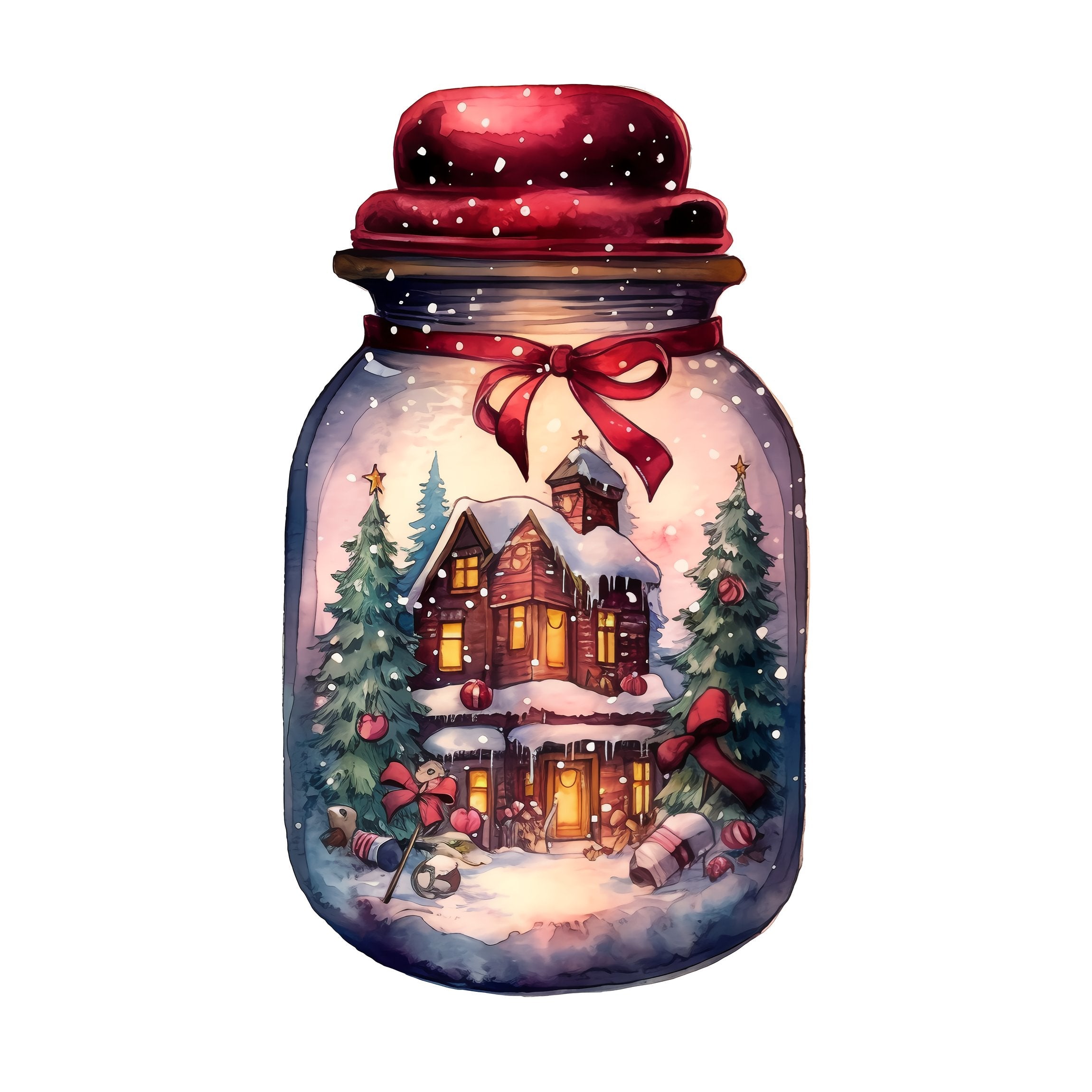 Christmas Eve Scene Jar #23 Fabric Panel Supply