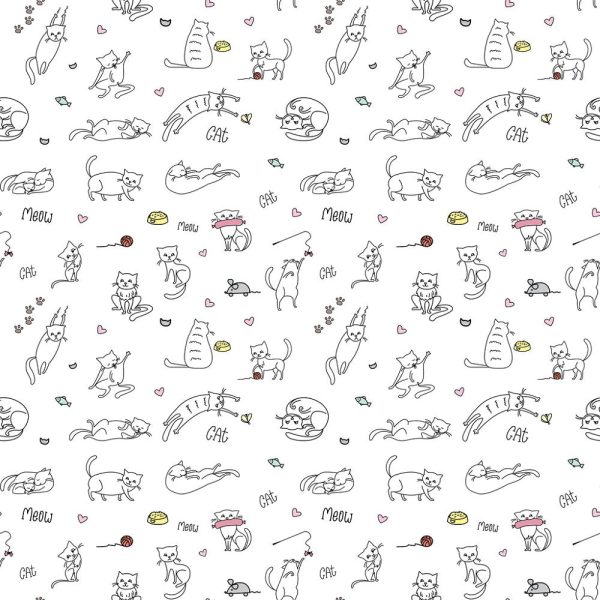 Digitally Printed Cute Cats Fabric Fashion