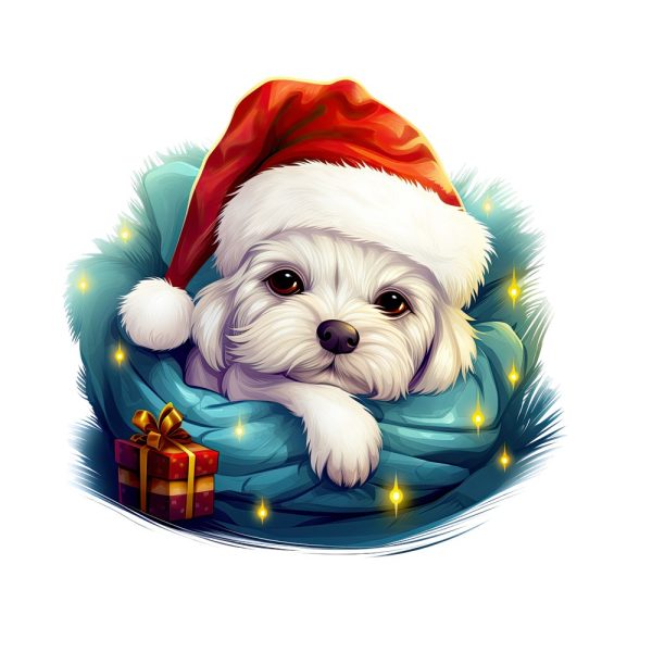 Christmas Lazy Maltese Fabric Panel Cheap