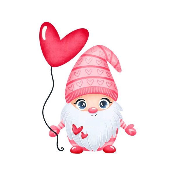 Cartoon Valentine Gnome With Balloon - White For Sale