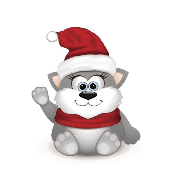 Cute Kitten In Santa Hat Fabric Panel For Sale