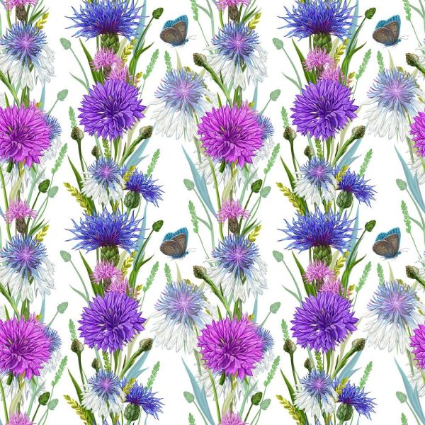 Fields of Cornflowers Pattern #2 Fabric For Sale