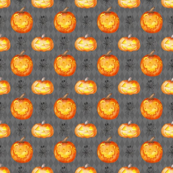 Halloween Gnomes Various Pumpkins Fabric - Gray Online now