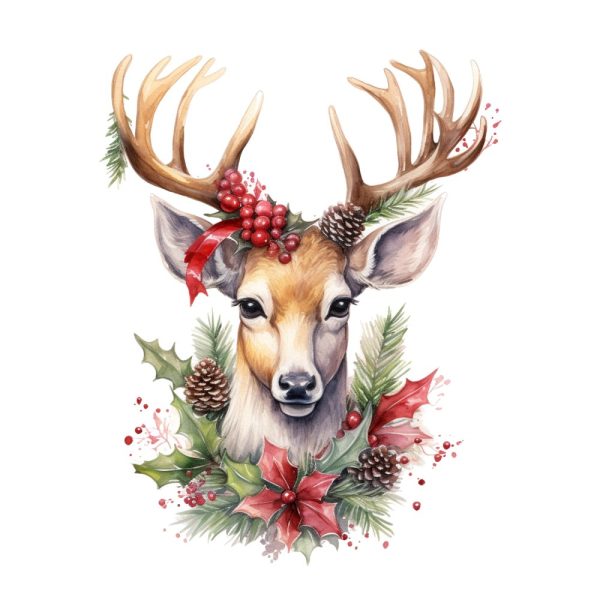 Festive Buck with Christmas Decor #4 Fabric Panel Discount