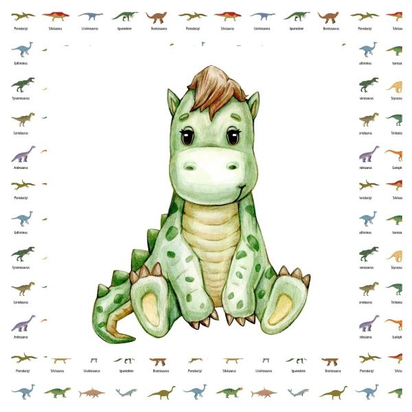 Cute Watercolor Dinosaur Pillow Panels Online Hot Sale
