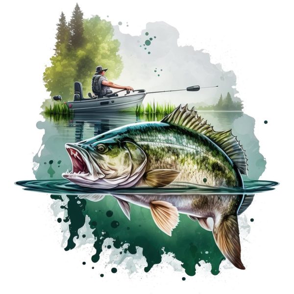 Gone Bass Fishing Scene #3 Fabric Panel Supply