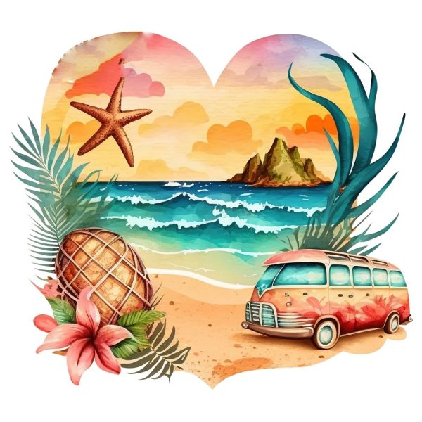 Hawaii Beach Heart #3 Fabric Panel For Cheap