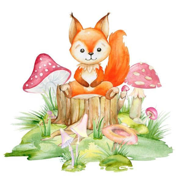 Sweet Squirrel In The Forest Fabric Panel Hot on Sale