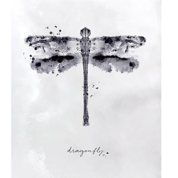 Watercolor Dragonfly Fabric Panel - Black & White Fashion