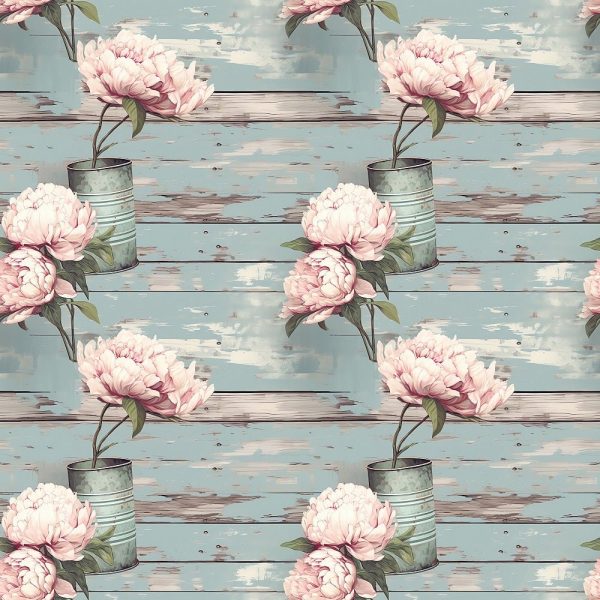 Milk Can Flowers Pattern #9 Fabric For Cheap