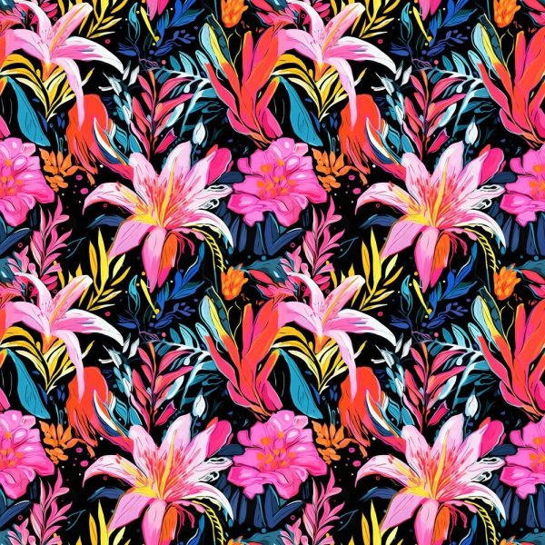 Tropical Neon Flowers Fabric Online Sale