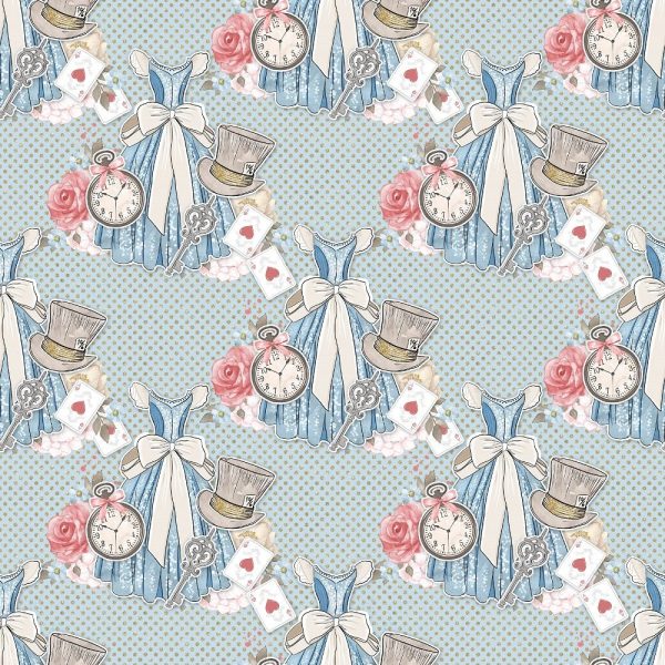 Watercolor Alice in Wonderland Pattern #8 Fabric Online Sale