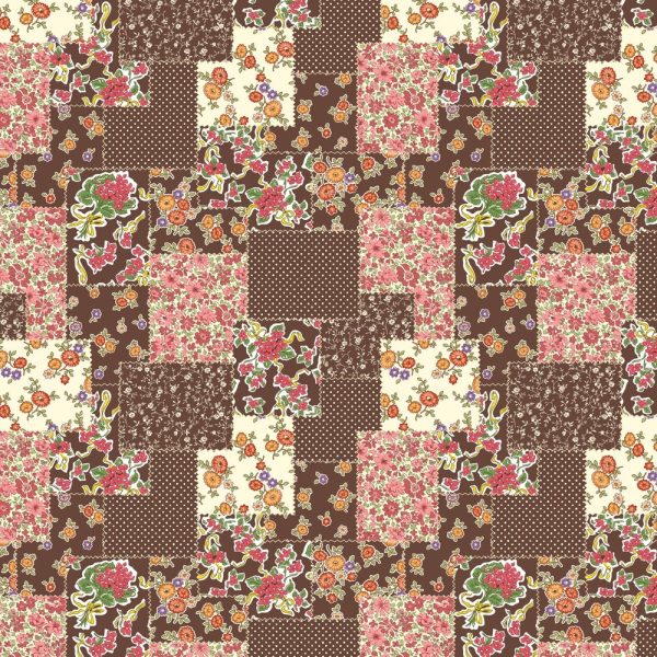 Floral Patchwork Fabric - Brown Discount