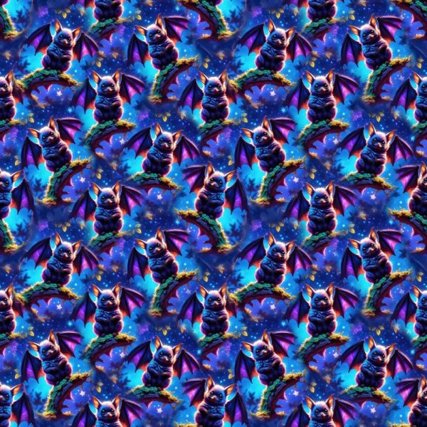 Cute Bats In The Forest Fabric Online now