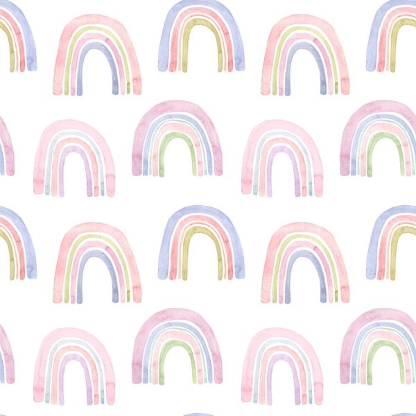Watercolor Assorted Rainbows Fabric For Discount