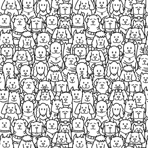 Packed Cute Dogs Fabric For Sale