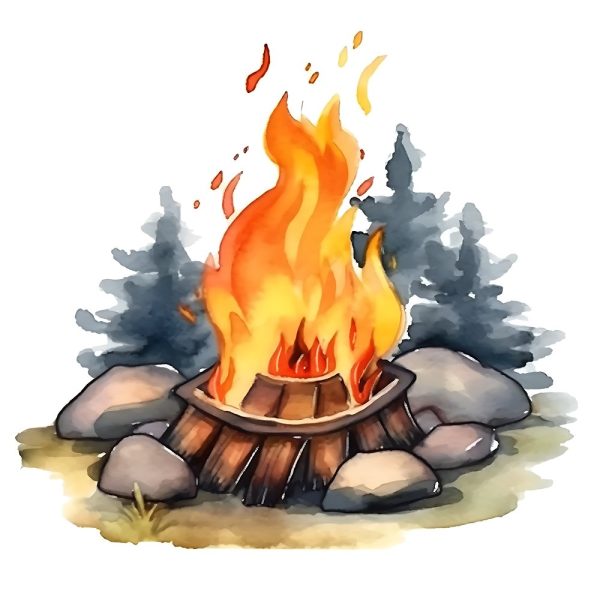 Watercolor Camping #1 Fabric Panel Online Sale