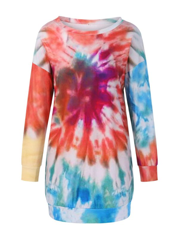 Hazel Blues® |  Tie-Dye Round Neck Long Sleeve Dress For Cheap - Image 2