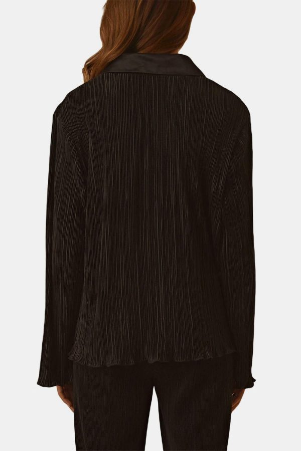 Hazel Blues® |  Textured Button Up Collared Neck Top and Pants Set Hot on Sale - Image 5